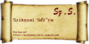 Szikszai Sára névjegykártya