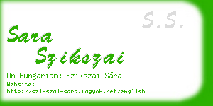 sara szikszai business card