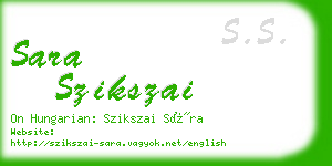 sara szikszai business card